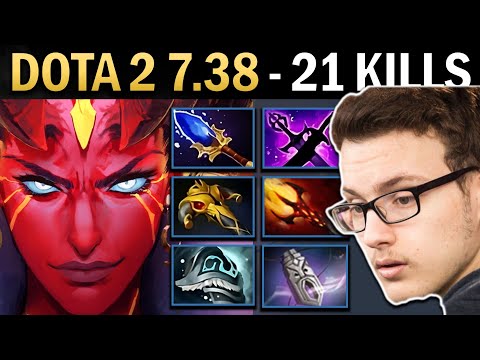 Queen of Pain Gameplay Miracle with 21 Kills and Shivas - Dota 7.38