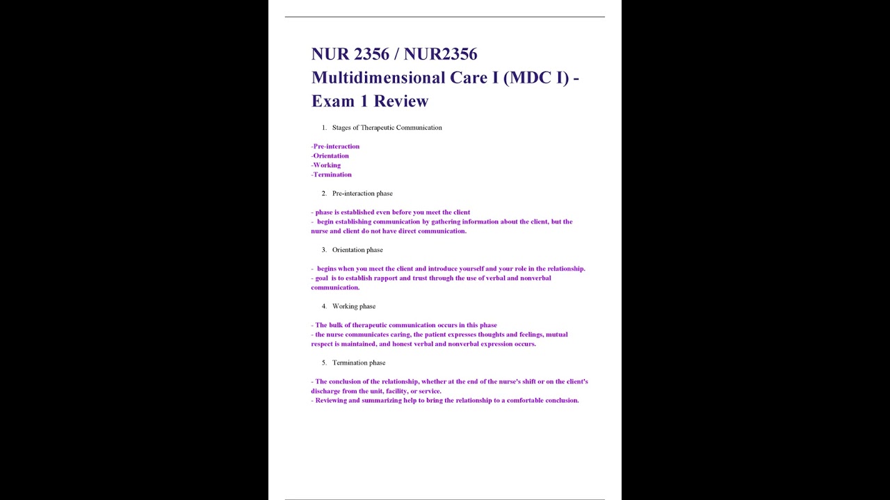 nur 2356 nur2356 multidimensional care i mdc i exam 1 review latest 2020 rasmussen college