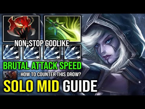How to Solo Mid Drow Ranger First Item Mask of Madness 100% Unkillable Deleted Hard Counter Dota 2