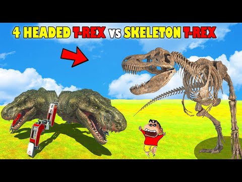 4 HEADED T-REX vs SKELETON T-REX & EVERY UNIT | SHINCHAN and CHOP fight DINOSAURS😱|😂Hindi ARBS