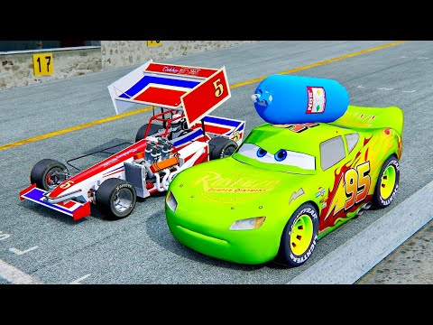 Lightning McQueen NOS Edition vs Formula Monster at Top Gear Track