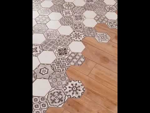 Mixer carrelage imitation bois , carrelage hexagonaux
