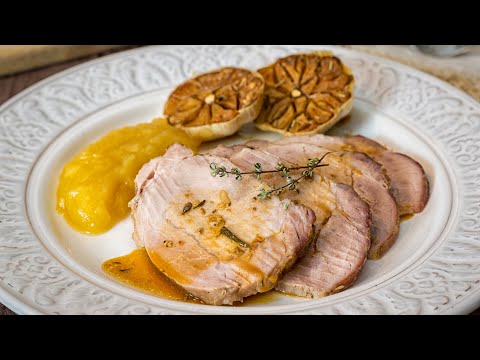 LOMO de cerdo AL HORNO con puré de manzana económico y muy fácil