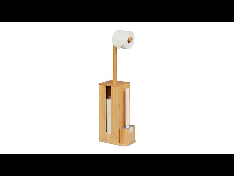 Serviteur WC charmant Marron - Gris - Blanc - Bambou - Matière plastique - 26 x 73 x 15 cm