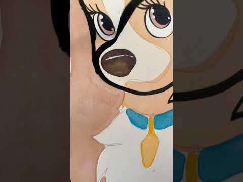 Painting Lady from Lady and the Tramp in one single line of black ink #art #minimal #relaxingart