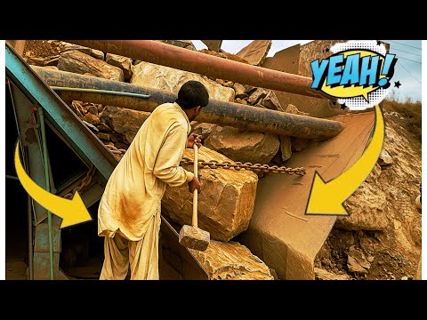 PLAYING with GIANT Rocks! ASMR Rock Quarry CRUSHING Operations - Primary Jaw Crusher in Action.