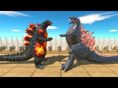 New Gojira Vs Team Burning Godzilla Death run , Death Fall - Animal Revolt Battle Simulator
