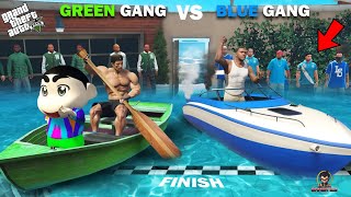 Franklin Blue Gang VS Shinchan Green Gang ￼ Boat Challenge In GTA 5!