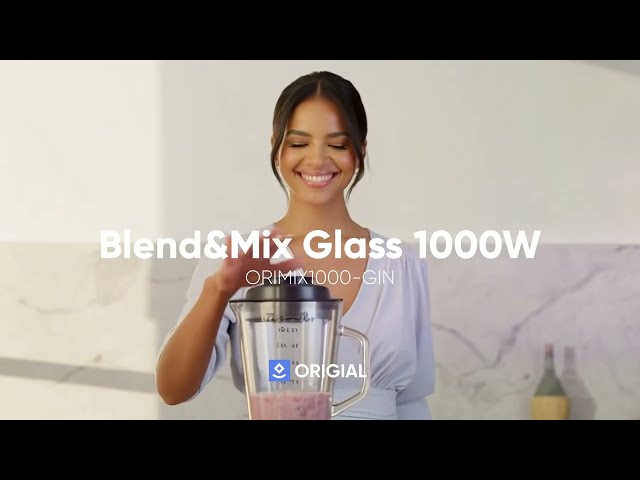 Origial Blend&Mix Glass 1000W Batidora de vaso, cristal 1,5 L, pica hielo, acero inox video