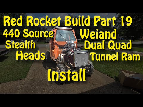 Red Rocket Build Part 19 440 Source heads & Weiand Dual Quad Tunnel Ram Install #mopar #440cushman