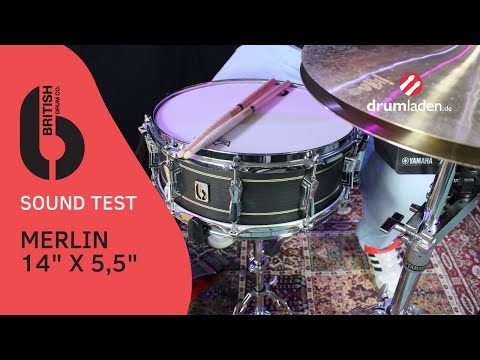 British Drum Company Merlin | 14x5.5" 10-Lug Maple / Birch Snare Drum Black Tulip Veneer. New with Full Warranty! image 24