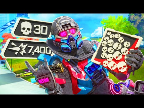 UNBELIEVABLE SOLO Octane 30 KILLS and 7,400 Damage Apex Legends Gameplay