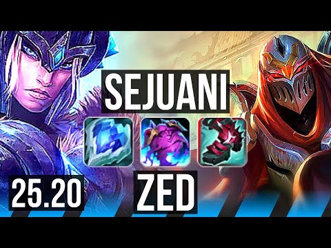 SEJUANI vs ZED (MID) | Rank 4 Seju, Comeback | NA Grandmaster | 25.20