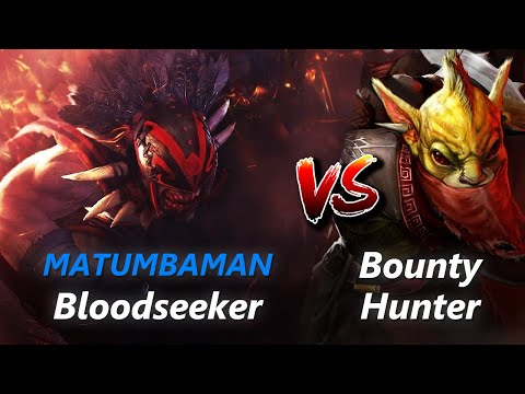 How to Bloodseeker safelane vs Bounty Hunter/Spirit Breaker (feat. MATUMBAMAN) | First 10 minutes