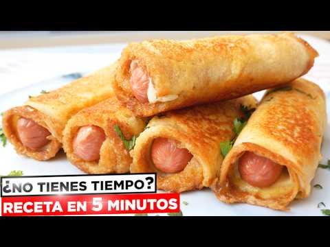 Cena RÁPIDA, FACIL, ECONOMICA y DELICIOSA 😲🍽️ En 5 MINUTOS esta LISTA 🤩 Rollitos de Salchicha.