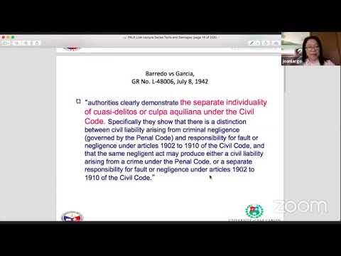 Torts and Damages by Dean Joan S. Largo (PALS Lecture Series 2020)