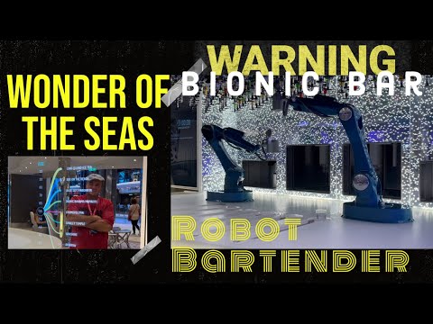 Robot Bartenders at The Bionic Bar on Royal Caribbean Wonder of the Seas Cruise to Bahamas