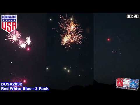 Red White Blue 16 Shots by Dominator Fireworks (200G, DUSA2032)