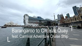Explore Barangaroo to Circular Quay Featuring Carnival Adventure Cruise Ship | 4K Walking Tour