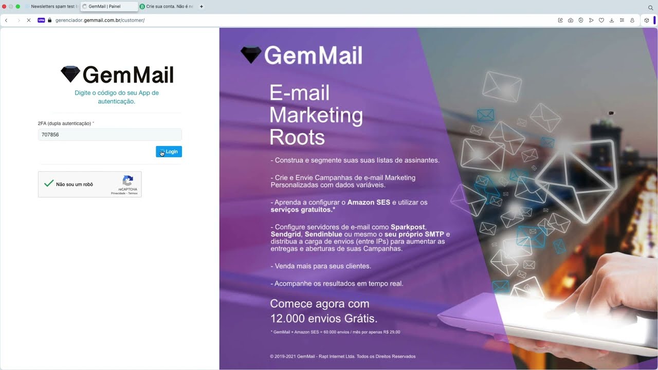 Envie até 9000 emails por mês usando a API da Brevo com GemMail Free.