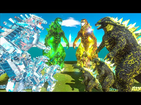 GROWING GODZILLA RADIATON vs ICE Mechagodzilla vs FIRE Godzilla vs THUNDER Godzilla Size Comparison