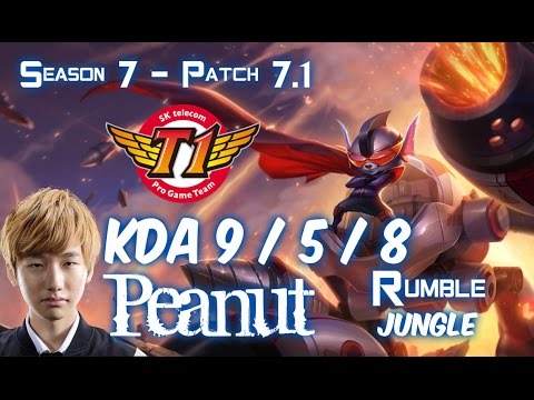 SKT T1 Peanut RUMBLE vs LEE SIN Jungle - Patch 7.1 KR Ranked