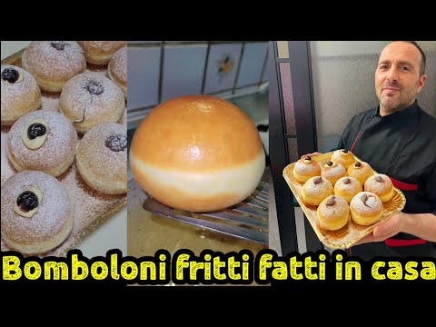 Bomboloni fritti fatti a mano.Nuova ricetta semplice fatta in casa.