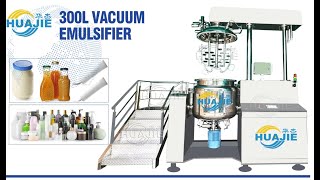 300L vacuum homogenizer emulsifier homogenizing hydraulic lifting with water oil tanks