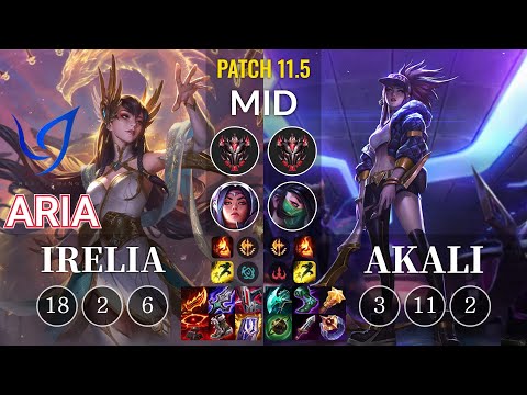 CGA Aria Irelia vs Akali Mid - KR Patch 11.5
