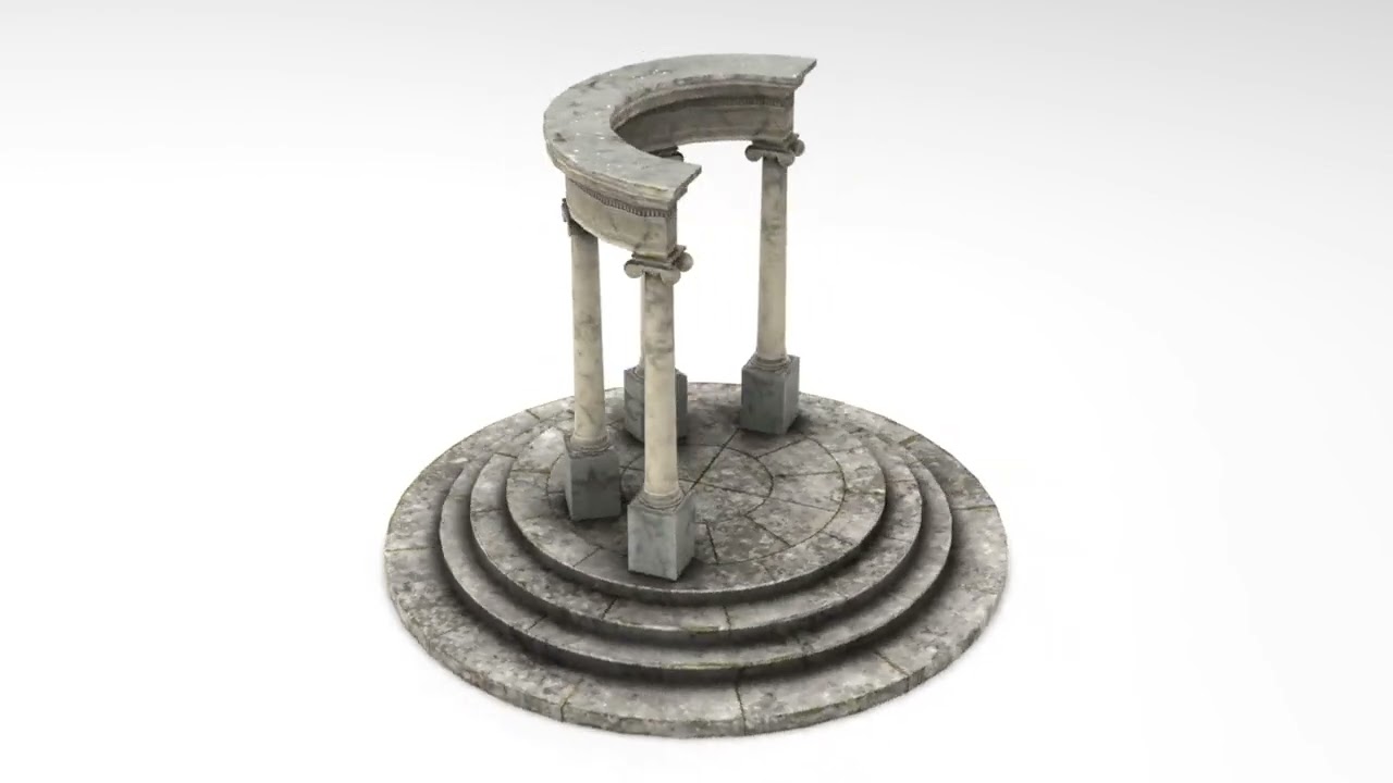 Neoclassical Circular Pavilion Low poly 3D Model