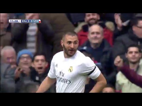 First GOAL  Karim Benzema VS Sporting Gijon (HD)