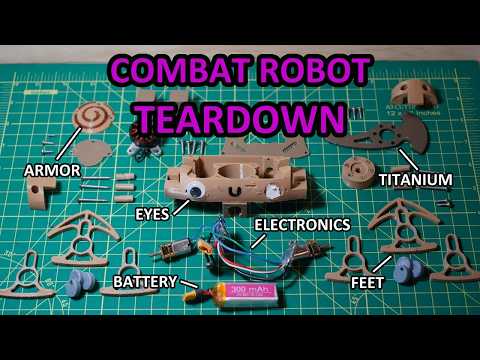 A 150 gram combat robot taken apart to show the parts inside