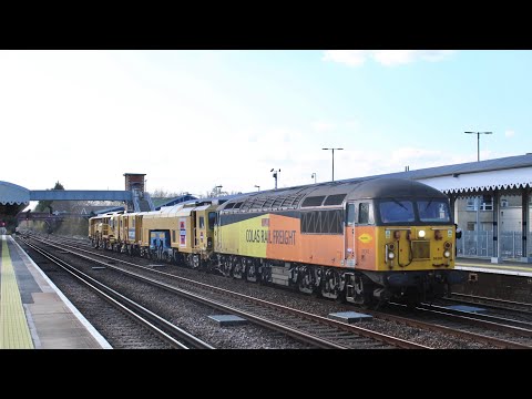 (HD) Colas Rail 56302 drags two Track Machines through Paddock Wood for export - 16/4/21