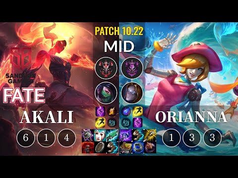 SB FATE Akali vs Orianna Mid - KR Patch 10.22