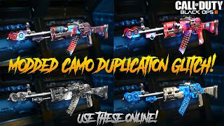 BO3 GLITCHES: INSANE MODDED CAMO DUPLICATION GLITCH! HOW TO GET & DUPE THEM! (Unreleased Camos)
