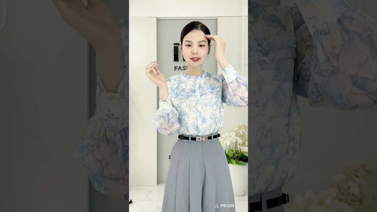 Sơ mi hoa bèo cổ cúc nẹp, kiểu dáng mới, mềm mịn UKSM2502011