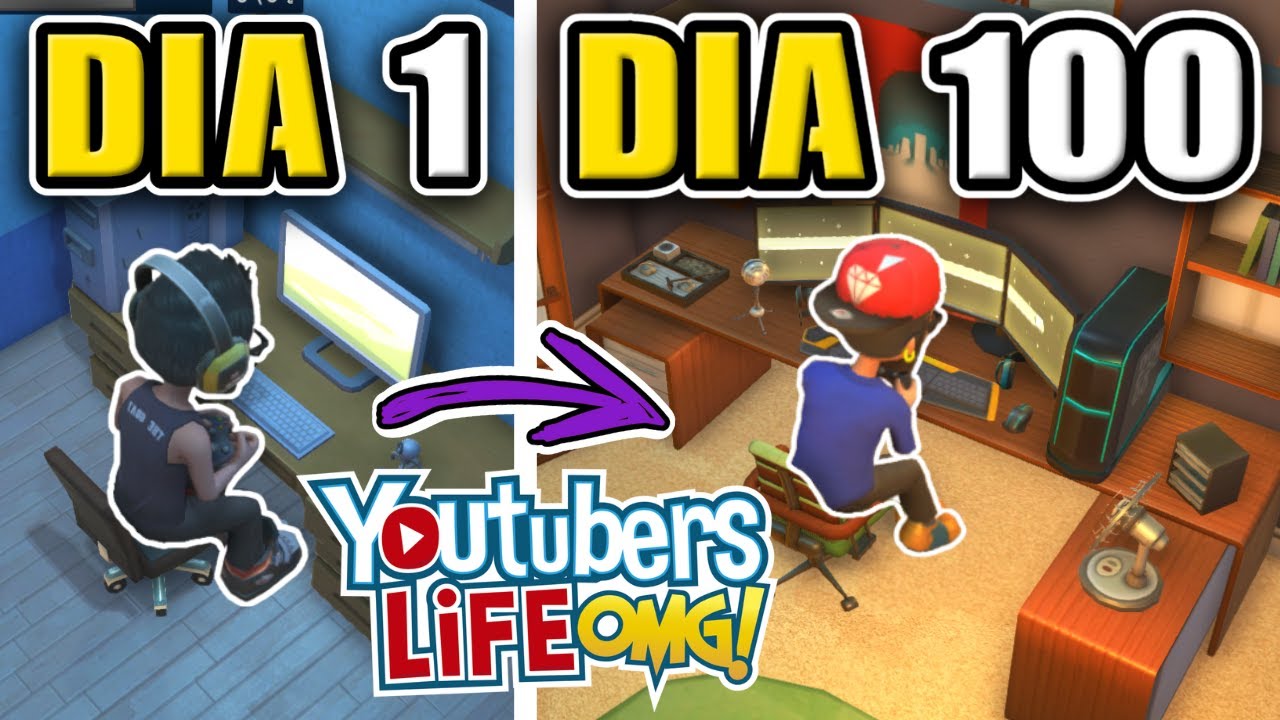 PASSEI 100 DIAS em Busca de 1 MILHÃO no YOUTUBERS LIFE como GAMER 🎮