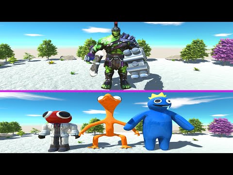 Hulk Warrior vs Rainbow Friends Red Blue Orange - Animal Revolt Battle Simulator