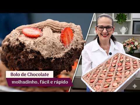 BOLO DE CHOCOLATE MOLHADINHO, FÁCIL E RÁPIDO COM MOUSSE DE CHOCOLATE! - Isamara Amâncio