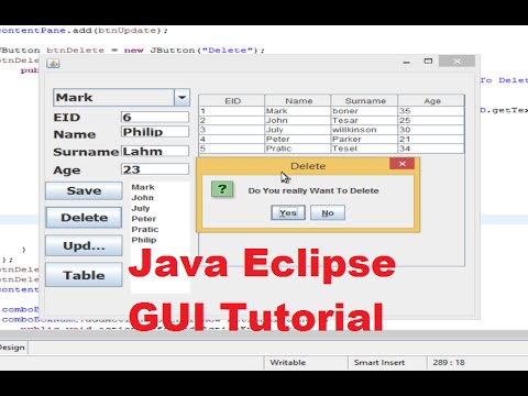 Java Eclipse GUI Tutorial 19 Confirmation to Delete data Do you really want to delete
