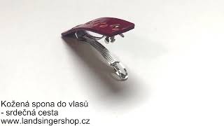 Kožená spona do vlasů - srdečná cesta