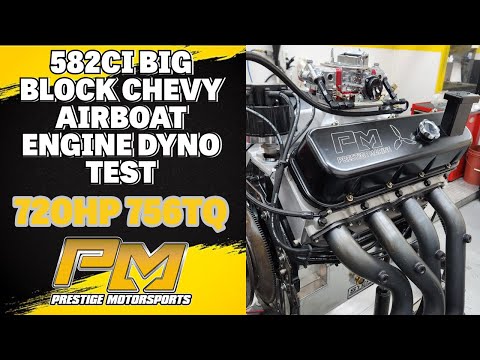 720HP/756TQ 582ci Big Block Chevy Dyno Test for Faucheux Services Airboat at Prestige Motorsports