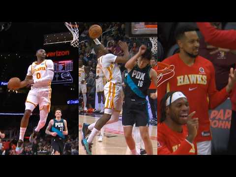 Jonathan Kuminga windmill then huge left hand dunk has Buddy Hield & Hawks HYPED