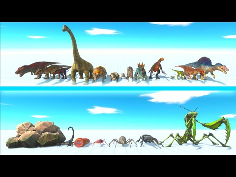 ALL DINOSAURS Team vs GIANT INVERTEBRATES Team - Animal Revolt Battle Simulator ARBS