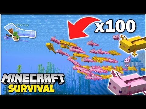 UNBELIEVABLE! 100 Axolotls in Minecraft - Let's Play #9