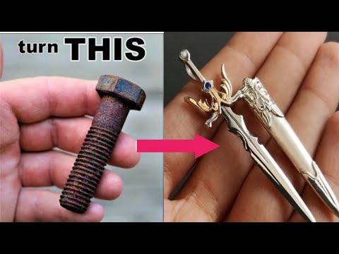 Turning rusty bolt into sword pendant making in The Restoring Center || The Restoring Center