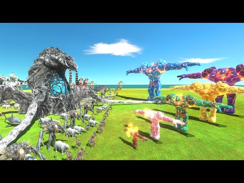 Golem Of Evolution VS White Team - Animal Revolt Battle Simulator