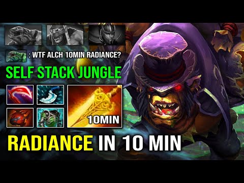 How to Get 10Min Radiance on Alchemist with Self Stack Jungle Neutral Creep 23Min Max Items Dota 2