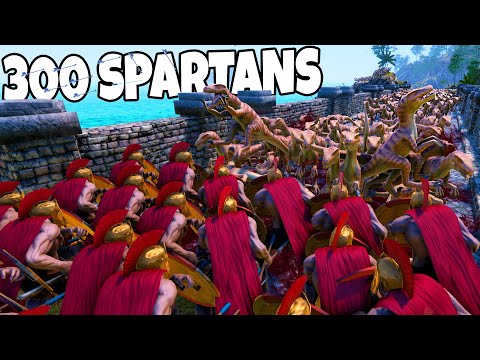 300 Spartans Hold Bridge VS 100,000 VELOCIRAPTORS!? - Ultimate Epic Battle Simulator UEBS