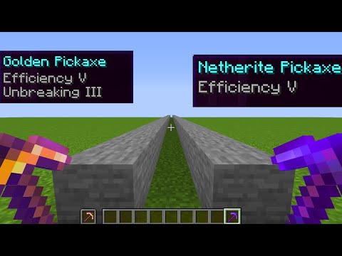 efficiency V golden pickaxe vs netherite pickaxe